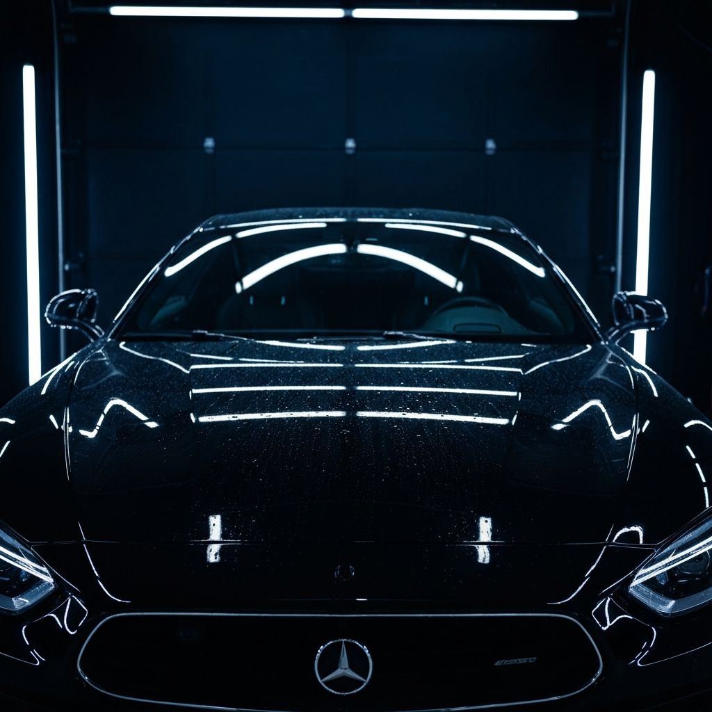Freshly detailed luxury car with mirror-like finish
